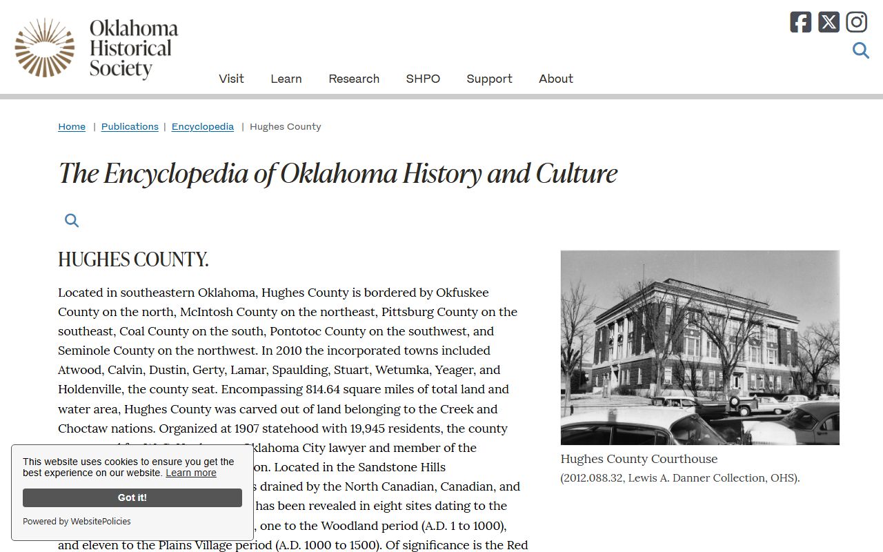 Hughes County Court Clerk and courthouse history in Holdenville