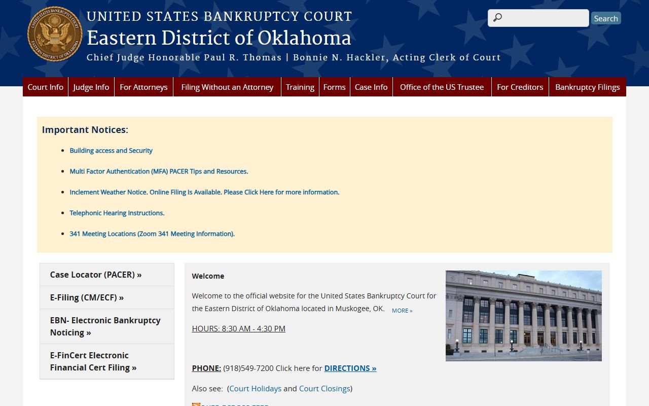 Hughes County District Court bankruptcy referrals to the Eastern District of Oklahoma